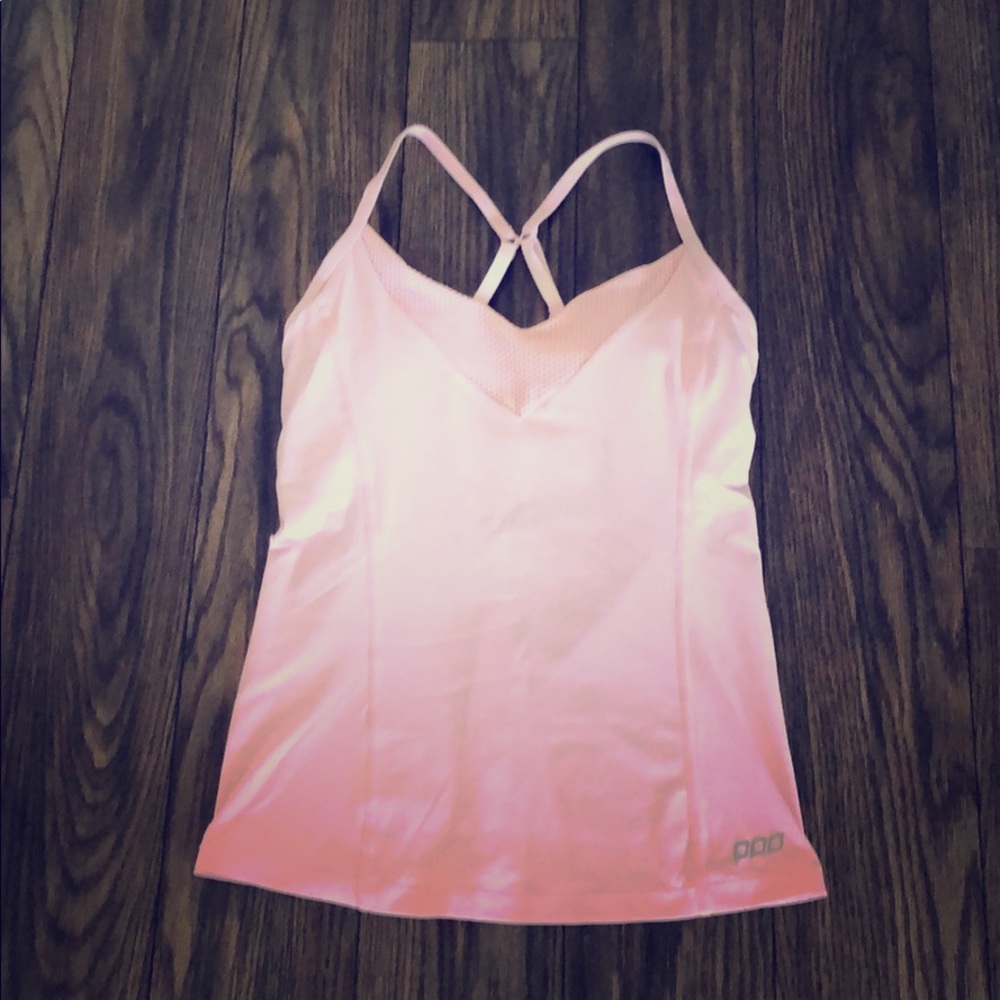 Lorna Jane baby pink sports top with in-build bra